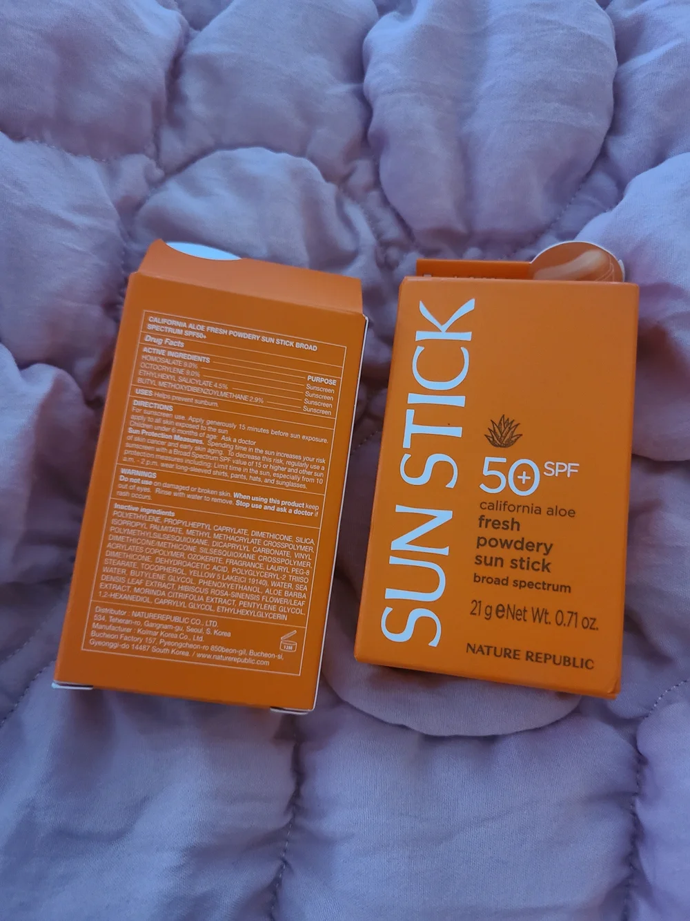 2pk Nature Republic California Aloe Fresh Powdery Sun Stick Broad Spectrum SPF50